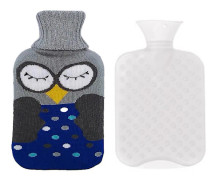 2L Gummiflaska med Värmepåse och Omslag för Smärtlindring vid Mensvärk blue owl