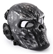 REikirc Helmask för Airsoft med Öronsskydd CS Halloween Cosplay Masker silver gray-clear