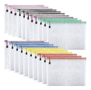 21pcs Document Bag A5 Zipper Wallet Bags Plastic Mesh Document Folders
