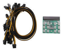 Powermodul Breakout Board Kits med 12 st Serial 6Pin till 6Pin Powerkabel för 1200W 750W PSU GPU Mining Ethereum ETH