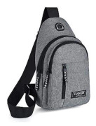 Herrar Bärbar Casual Fashion Stilren Ryggsäck Sport Sling Bag Man Bröstväska Multi Zip Fickor (Grå)