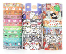 Söt Washi Tape Set - 24 rullar Kawaii djur Guldfolie Dekorativ maskeringstejp för journaling, scrapbooking, barnens DIY-hantverk, presentinslagning, estetik