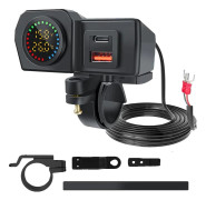 Motorcykel Laddare, Dubbel USB-portar, Realtidsvisning,PD QC3.0