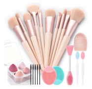 10pcs makeup brushes with makeup sponges with Face washing brush with nose washing brush ma keup tools set