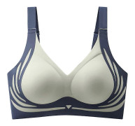 Anti-häng Västsport-BH Push-up Sömlös BH För Kvinnor Utan Stålring Blue 4XL