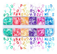 12 Fack/Låda Engelska Bokstäver Glitter Paljetter Flakes Harts UV Epoxiform Fyllningar Nagelkonst Dekorationer DIY Hantverk Dekor C