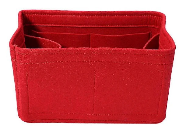Förvaringsväska i Filt, Insatsväska, Sminkorganisatör, Innerväska, Bärbar Kosmetikväska, Förvaring, Röd