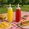 2-delars Plast Pressbar Senap Ketchup Salladsdressing Krydda Pressflaska Set 35 cl BPA-fri