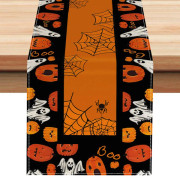 Halloween bordslöpare, höst pumpa spöke häxa fladdermus spindelnät bordsdekoration för kök matsal kaffe eller inomhus och utomhus hemfester dekor
