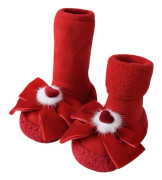 Röda Tjocka Baby Golvstrumpor Hjärta Rosett Halkfria Vinter Toddler Strumpor Bekväma Nyår L 13cm 12-18 Månader