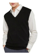 Ärmlös Lös Varm Tröjväst Herr V-ringad Pullover Västar Black XL