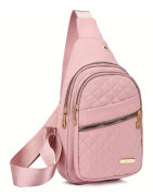 Stor Dam Crossbody Bröstväska | Justerbar Rem, Flera Fack, Dragkedja, Slitstarkt Polyesterfoder-CJY Pink