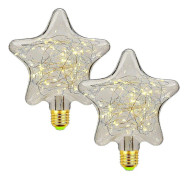 LED E27 Deko Kreativ Ljusslinga Glödlampa 1.5W Varmvit Edison Glödlampa Dekorativ Stjärn & Hjärta Belysning för Jul, Fest, Bröllop