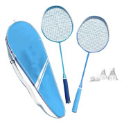 2 Badmintonracketset Utomhus Trädgårdslek Lätta Racketar Bollar Bärväska Vuxna Tonåringar Himmelsblå