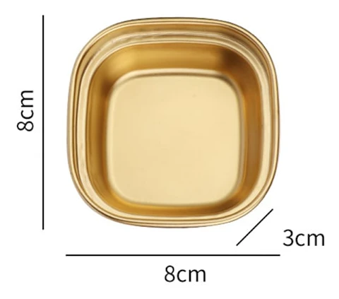 Såsrätter i rostfritt stål för kök Restaurang Sushi doppskål Mini krydda aptitretare med fack Gold 1 Grid Square Seasoning Dish