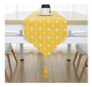 Handgjord Bordslöpare i Bomull 12 x 70 Hem Bordsduk Bordslinne (Gult Linne)
