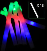15 st Ljus Multi Color LED Skumstavar Rally Rave Cheer Baton Party Blinkande Glödstav Ljusstavar LGL Multicolour
