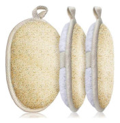 3-pack exfoliating loofah svampar, stora 5”x 7” - 100 % naturliga luffa- och frottématerial, premium loofah svamp skrubber kroppshandske nära