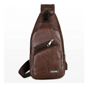Casual Sling Bröstväska för män Crossbody axelväska med USB laddningsport (svart) Dark Brown
