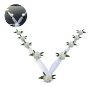 Bröllopsbil Blomplatta Bandbågar Set med Plysch Björn Dörrhandtag Prydnad Tillbehör Fest Evenemang Tillbehör Bröllopsdekoration Siden Organza Krans