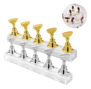 2 Set Akryl Nagelkonst Övningsställ Magnetiska Nagelspets Hållare Gold Silver