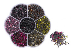 10080 st platta strass, bländande färgglada DIY robusta iriserande runda pärlor för manikyr makeup S607-2