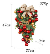 Jul Tårdroppskrans Swag - 47×27×9cm, Deluxe Hängande Dekoration med Rika Rödguld Ornament, Kottar för Dörrvägg Juldekoration