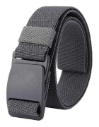 Herr Stretch Bälte Osynligt Casual Web Bälte Snabbspänne Platt Plastspänne-WELLNGS Dark Gray