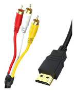 Högkvalitativ Komposit AV-kabel för PC Laptop HDTV till 3RCA-kabel med Guldpläterade Kontakter Video Ljudöverföring