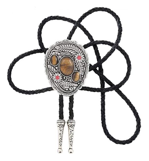 Vintage Turkos Sten Bolo Tie Native Cowboy Western Retro Halsband För Män