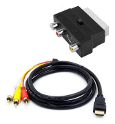1080P HDMI-kompatibel Hane S-Video Till 3 RCA AV Ljudkabel Med SCART Till 3 RCA Phono Adapter