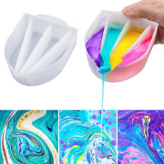 Delad kopp för färgutsläpp, silikondelad kopp för akrylfärg epoxyhartsblandning utsläpp DIY-tillverkningsmaterial med 2 st specialrengöringsborste (4 C