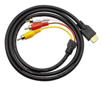 HDMI Hane till 3 Cinch RCA AV Scart Kabel Ljud Video Adapter HDTV Sändare Förlängare TV DVD Konverterare 1.5m Meter Svart