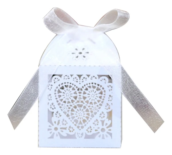 Skärbox 100 Stycken Bröllopsbil Alla Hjärtans Dag Presentförpackning Bröllopsbankett Presentförpackning Ihålig Godisask Bröllopsbrud Alla Hjärtans Dag Chokladask Fyrkantig Ask White