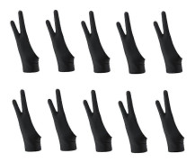 10-pack Konstnärsritningshandskar med 2 Fingrar för Alla Grafiska Tabletter Digital Ritning (s)