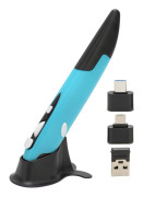 Trådlös optisk fickpenna mus justering 800 1200 1600 DPI Liten 2.4GHZ USB trådlös penna mus med lågspänningslarm Blå