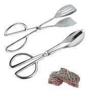 (NN) Köksstänger i rostfritt stål, 2 stycken salladsstänger i rostfritt stål, salladsstänger, bufféstänger, salladsbufféstänger (silver)