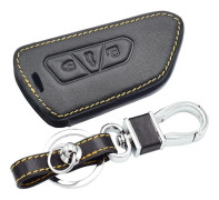 Läder Bilnyckel för VW Volkswagen Golf 8 Mk8 2020 Skoda 3 Knappar Smart Nyckellös Fjärrkontroll Fob Fodral Nyckelring