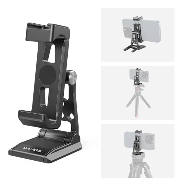 SMALLRIG Metall Telefon Stativfäste, Mobiltelefonfäste med Snabbkopplingsadapter för Arca-Swiss, Multifunktionell Telefonhållare för Arca-Type