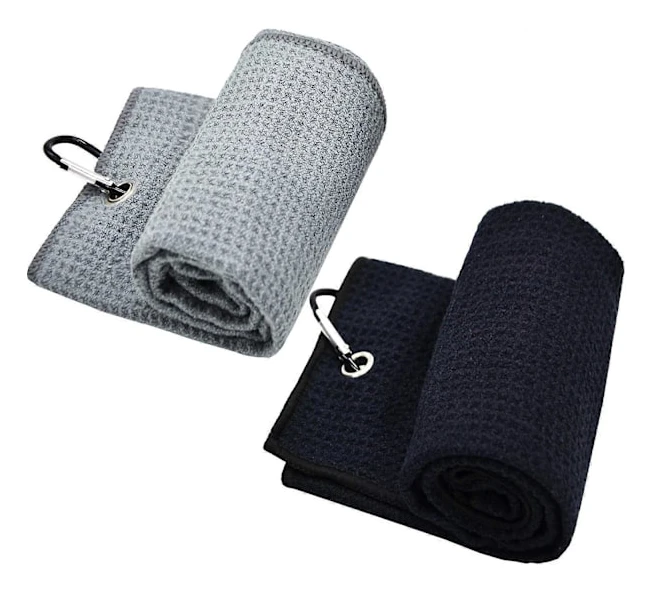 2 st Mikrofiber golfhandduk med klämma för golfväskor Fitness SQBB