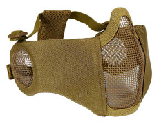 Vikbar taktisk halvmask i mesh med öronkåpeskydd (lerfärg)