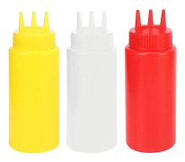 3-håls kryddpressflaska, plastflaskor för starka såser ketchup, olivolja 3 st (18,5*6CM) 450ml