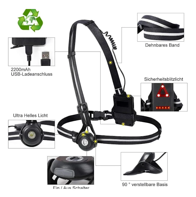 USB-laddningsbar LED-löpljus - vattentät - 500