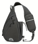 Enkel avslappnad crossbody-väska för utomhusbruk, mångsidig portabel bröstväska, axelremsfack, hörlursuttagsdesign [DB] Dark Gray