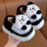 Barns tecknade panda vintertofflor plysch djur varma bomullsskor för pojkar och flickor inomhus fluffiga tofflor b3 26-27 Inner 16.5CM