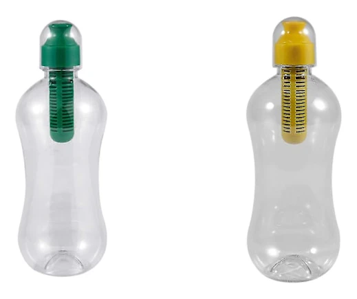 2 st 550ml Outdoor Vattenflaska med Filter för Hydration, Grön & Gul-YUHAO