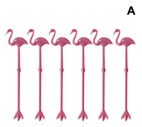 6st Cocktail Ice Drink Swizzle Sticks Återanvändbara Nyhet Swizzle Sticks för Tropical Beach Party Pink A