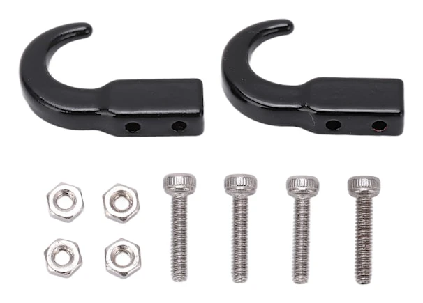 2 Set Metall Släpvagnskrok Zinklegering Dragkrok för SCX10 1/10 RC Klätterbil Svart