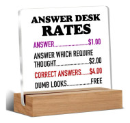 Roliga kontorspresenter till kollegor, Answer Desk-priser akrylplatta, skämtpresent till chef anställd, kontorsskyltar dekor 15x15cm Answer Desk