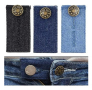 Bältesförlängare för Jeans och Byxor, Set om 3, Midjeutvidgning upp till 5 cm, Bältesförlängare för Byxor, Knappförlängning, Justerbar Knappförlängning för Byxor